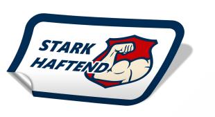 Stark haftende Aufkleber