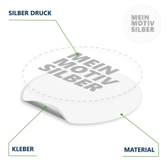 Aufkleber mit 1c Silber Druck