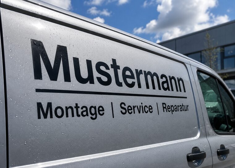 Wetterfeste Klebebuchstaben am Fahrzeug