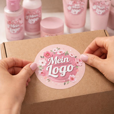 Aufkleber mit Logo für Versandkarton