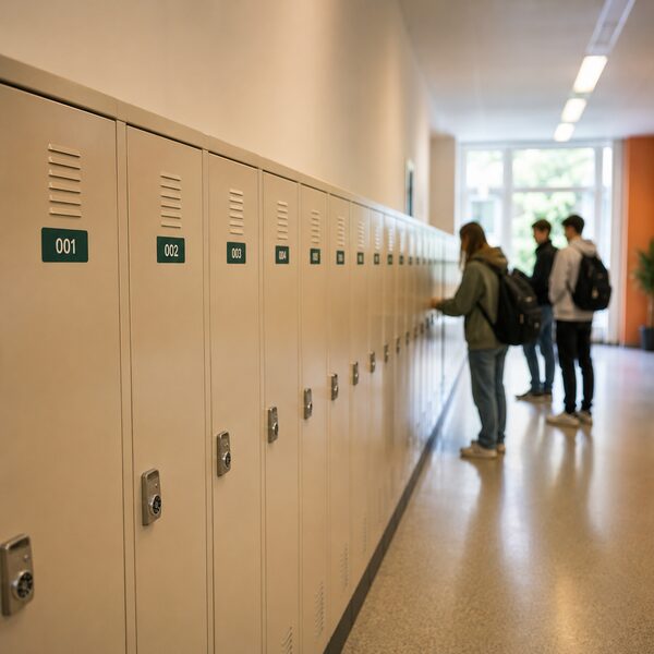 Nummerierte Spindaufkleber im Schulflur - Aufkleber für Bildung und Schulen von Typographus