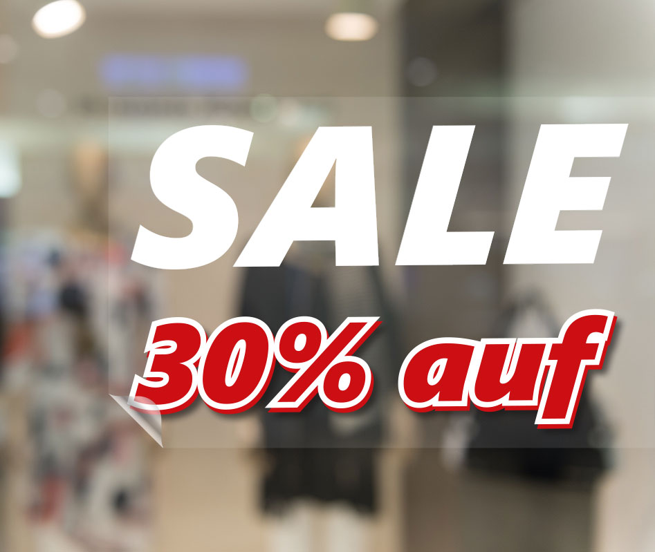 Scheibenaufkleber transparent mit Weiß
