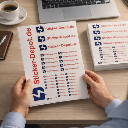 Stickerbogen mit Logo-Aufklebern