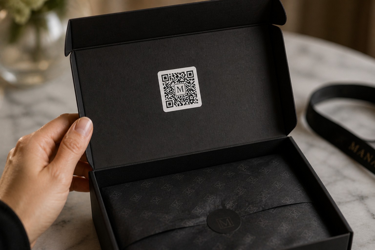 QR-Code mit Markenlogo auf Produktverpackung