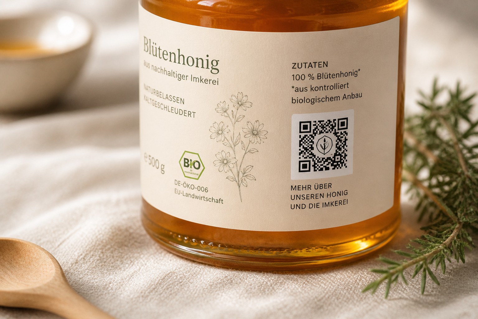 QR-Code mit Produktinfo auf Lebensmittelverpackung