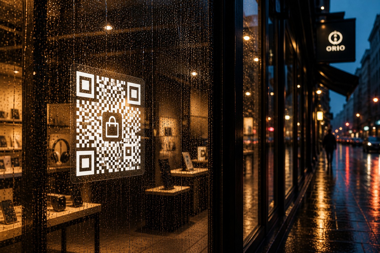 Wasserfester QR-Code Aufkleber im Außeneinsatz bei Regen