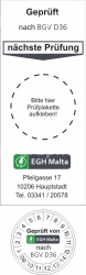 Pr&uuml;faufkleber Set nach BGV D36