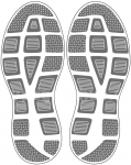 Fu&szlig;bodenaufkleber Schuhabdruck Sport Grau M105
