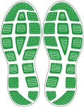 Fu&szlig;bodenaufkleber Schuhabdruck Sport Gr&uuml;n M105