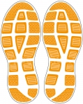 Fu&szlig;bodenaufkleber Schuhabdruck Sport Orange M105