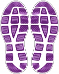 Fu&szlig;bodenaufkleber Schuhabdruck Sport Violett M105