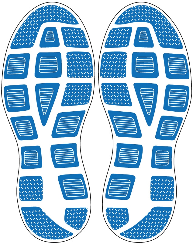 Fußbodenaufkleber Schuhabdruck Sport Blau M105