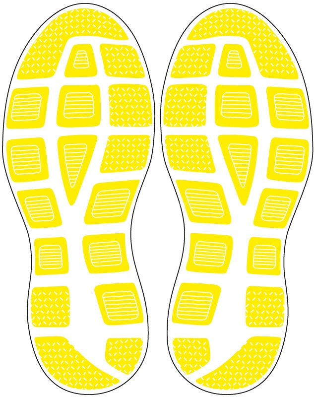 Fußbodenaufkleber Schuhabdruck Sport Gelb M105