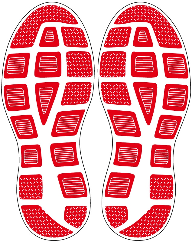 Fußbodenaufkleber Schuhabdruck Sport Rot M105