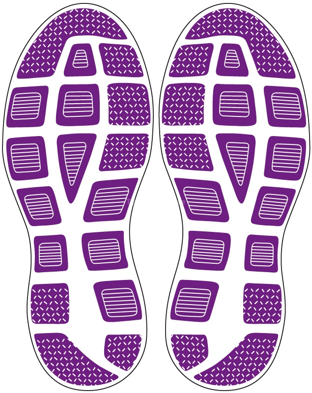 Fußbodenaufkleber Schuhabdruck Sport Violett M105