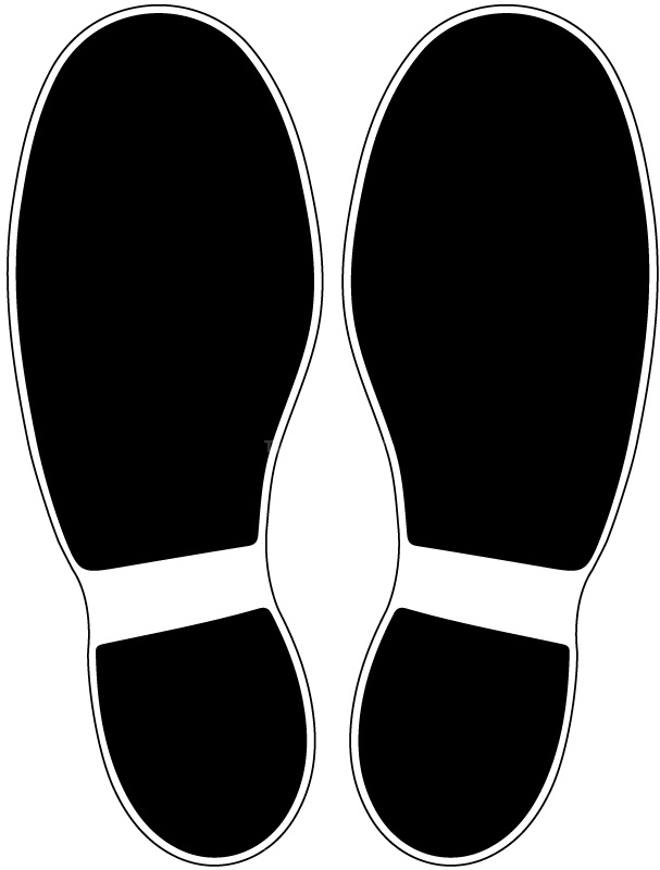 Fußbodenaufkleber Schuhabdruck Schwarz