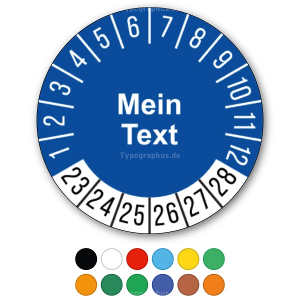 Pr&uuml;fplakette 23-28 verschiedene Farben