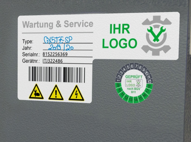 Individuelle Pr&uuml;fplaketten mit Wunschtext & Logo online gestalten