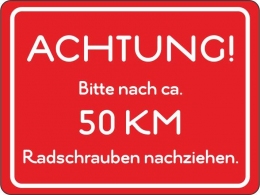 Aufkleber R&auml;der nachziehen - Serviceaufkleber